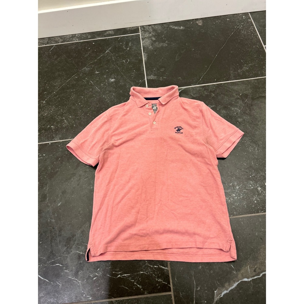 Beverly Hills Polo Club Mens Modern Fit Short Sleeve Polo Shirt Pink Medium